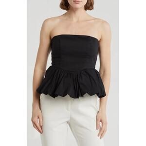 Leith Strapless Bubble Top Women’s Small Black Minimalist Emo Classic Peplum